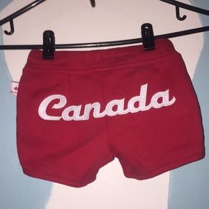 Sz 4/5 XS Canadiana Canada Day Red Bootie Fleece Shorts